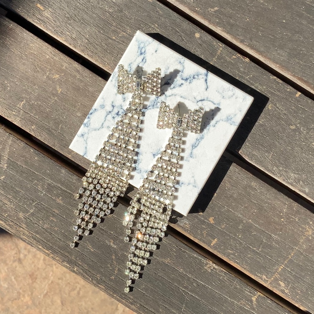 Dangly Sparkly Bow Earrings